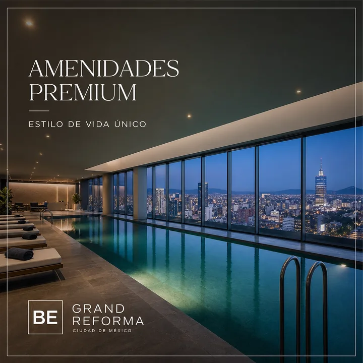 Be Grand · Reforma: Amenidades premium como argumento visual para comunicar el desarrollo.