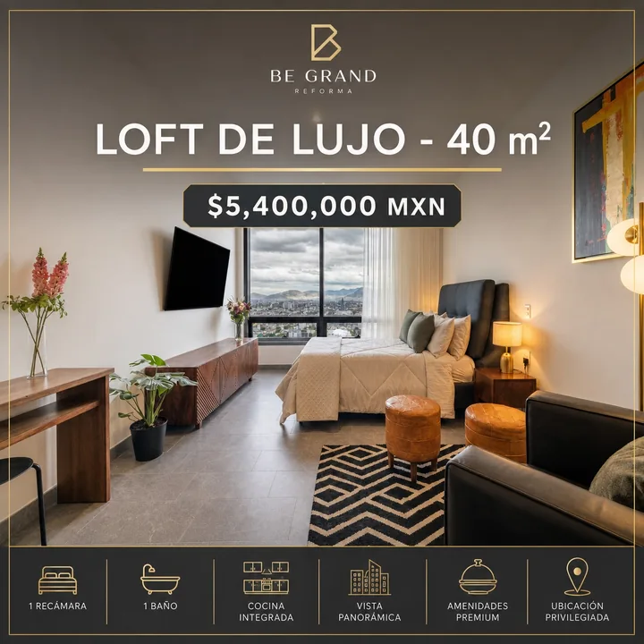 Be Grand · Reforma: Presentación de la unidad con precio, distribución y atributos principales.