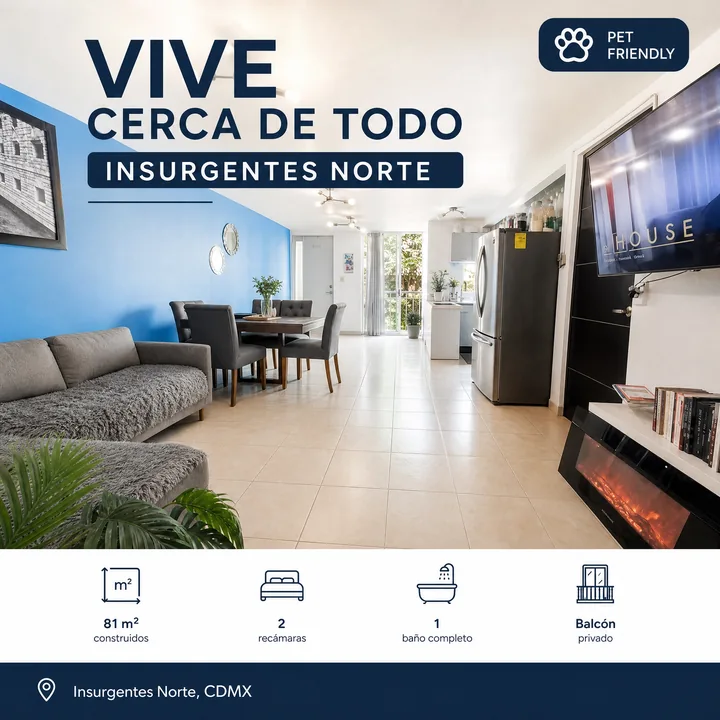 Residencial · CDMX: Una pieza que destaca conectividad, espacios interiores y atributos de la vivienda.
